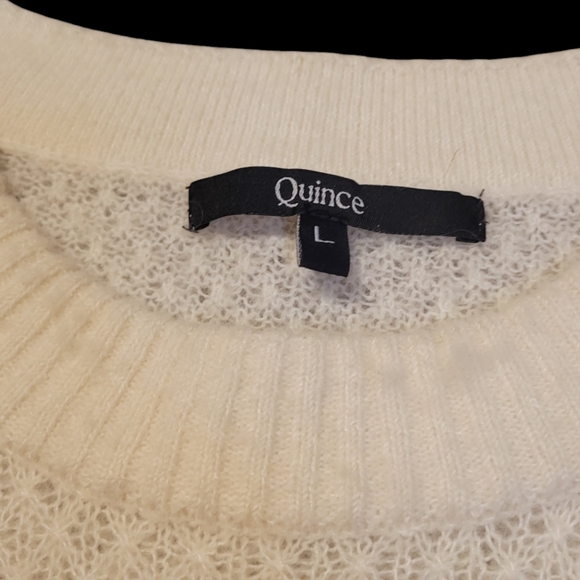 Quince Alpaca Wool Blend Diamond Stitch Creamy White Long Sleeve Jumper Sweater - Picture 9 of 10